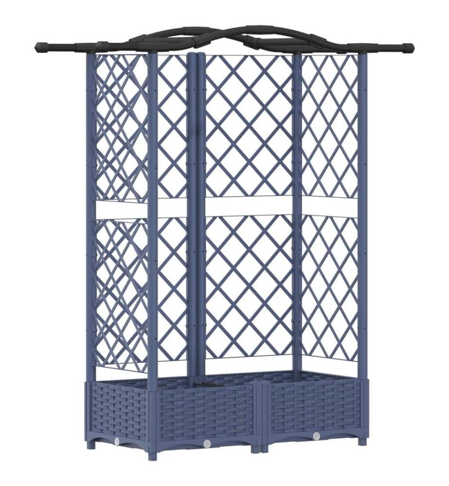 vidaXL Lit Élevé avec Treillis et Toit Gris 124 x 40 x 126 cm PP