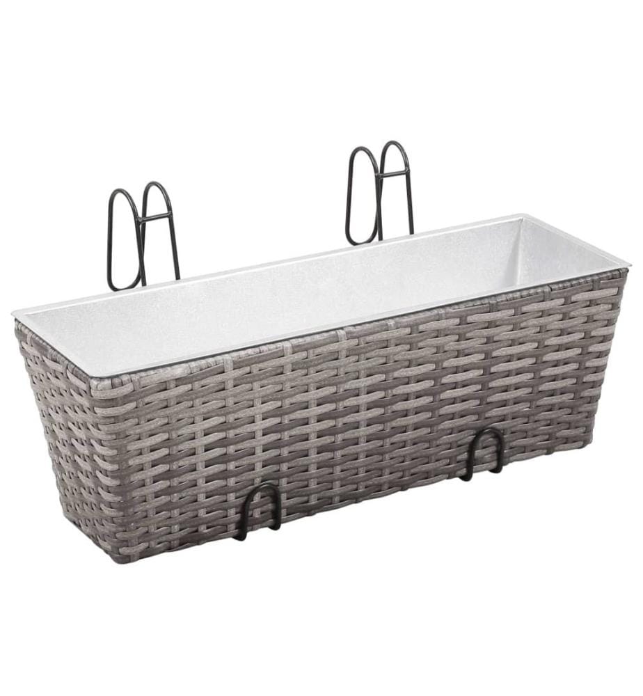 vidaXL Balkon-Hochbeet 2 Stk. 50 cm Grau Poly Rattan
