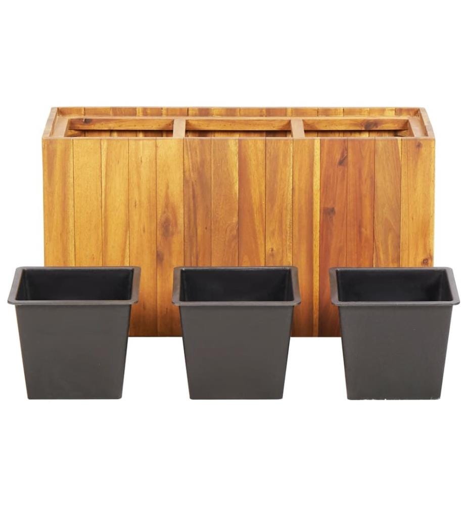 vidaXL Lit surélevé de jardin avec 3 pots Bois massif d'acacia