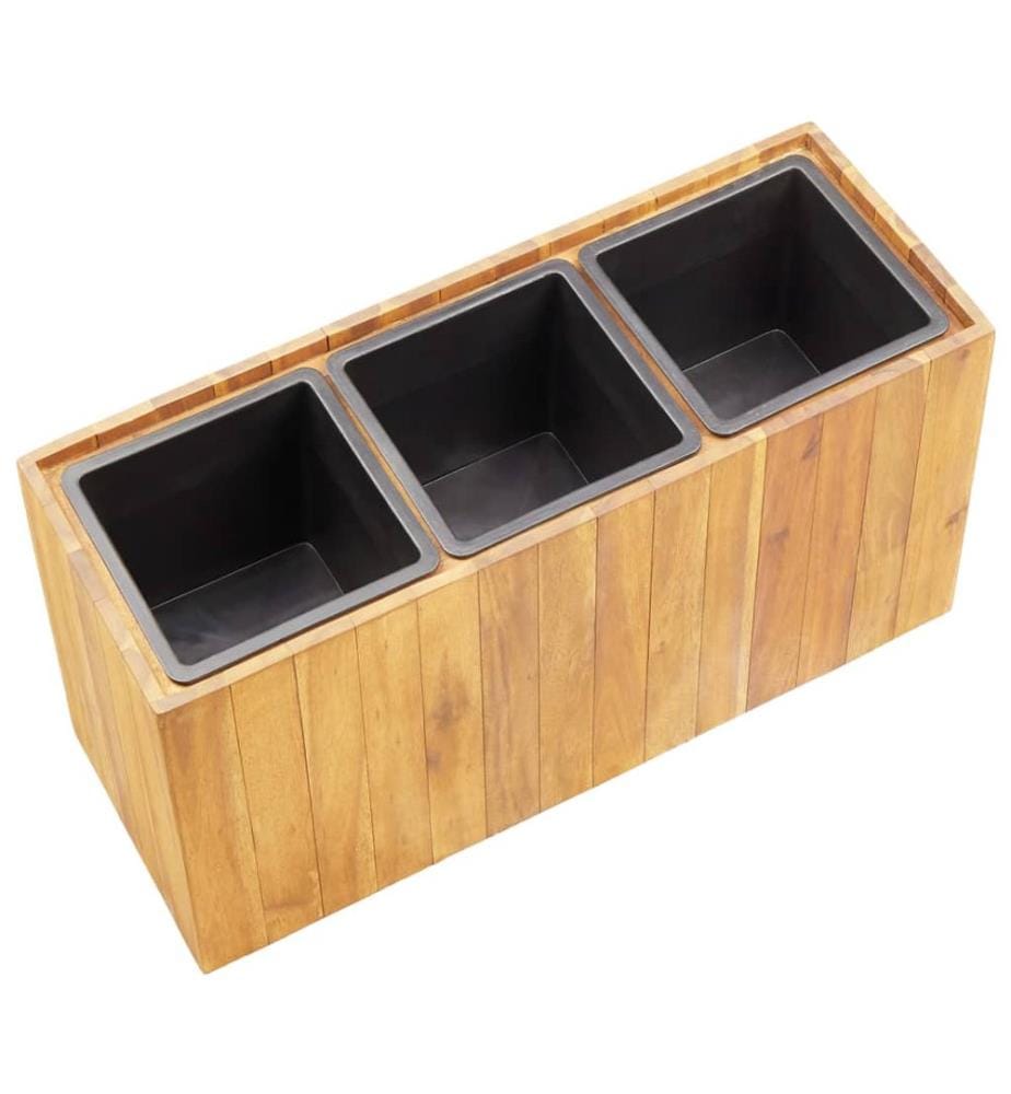 vidaXL Lit surélevé de jardin avec 3 pots Bois massif d'acacia