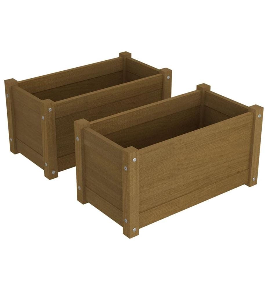 vidaXL Jardinières d'extérieur 2pcs Marron miel 60x31x31cm Bois de pin
