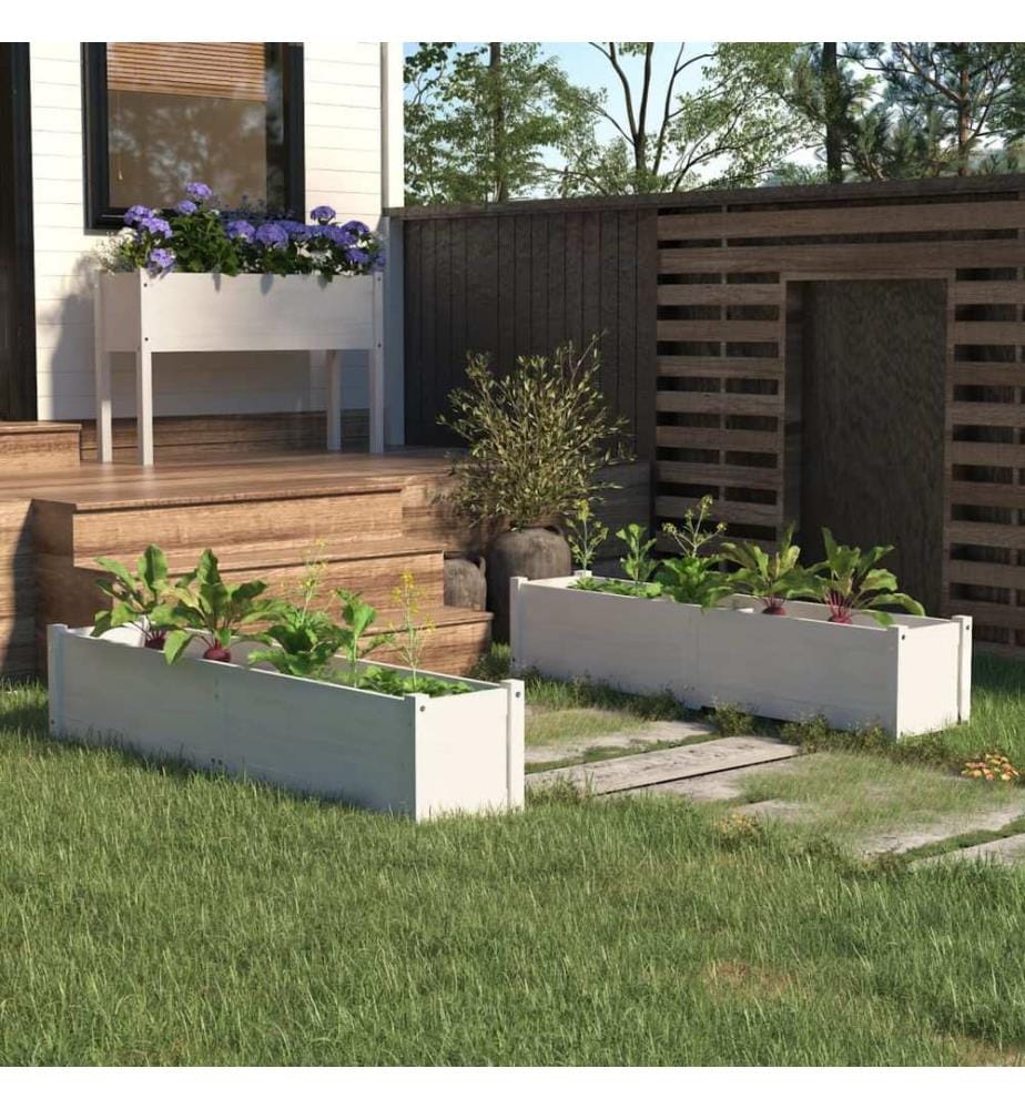 vidaXL Lits surélevés de jardin 2 pcs Blanc 150x31x31cm Bois de sapin