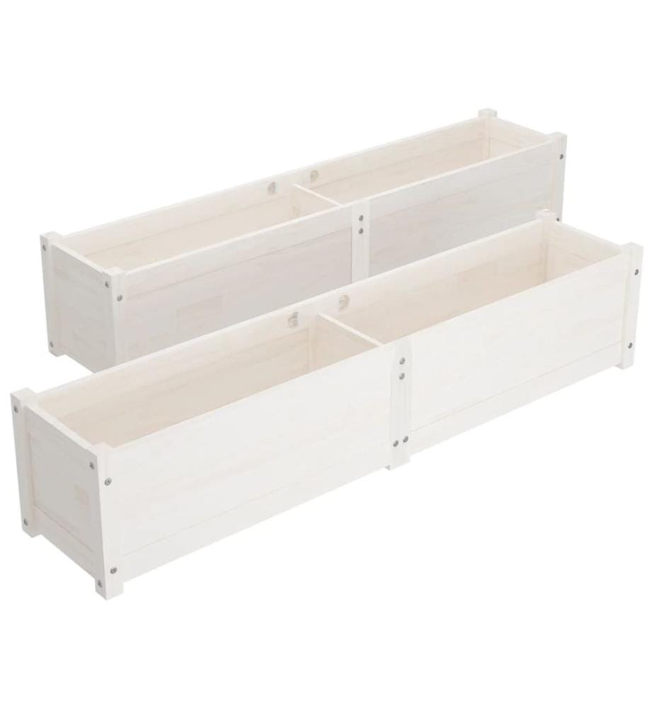 vidaXL Lits surélevés de jardin 2 pcs Blanc 150x31x31cm Bois de sapin
