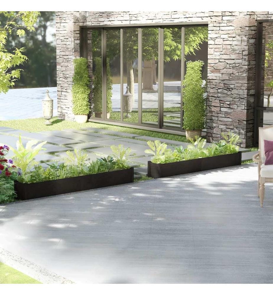 vidaXL Jardinières 2 pcs Noir 200x31x31 cm Bois de pin massif