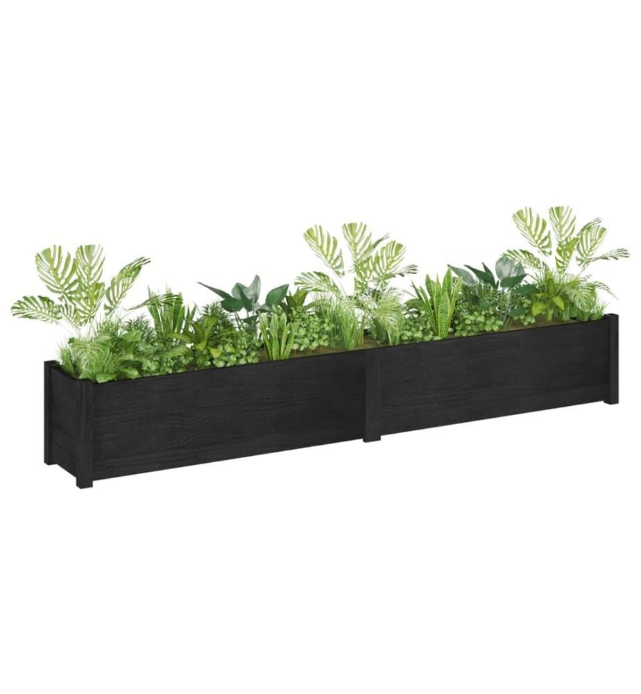 vidaXL Jardinières 2 pcs Noir 200x31x31 cm Bois de pin massif
