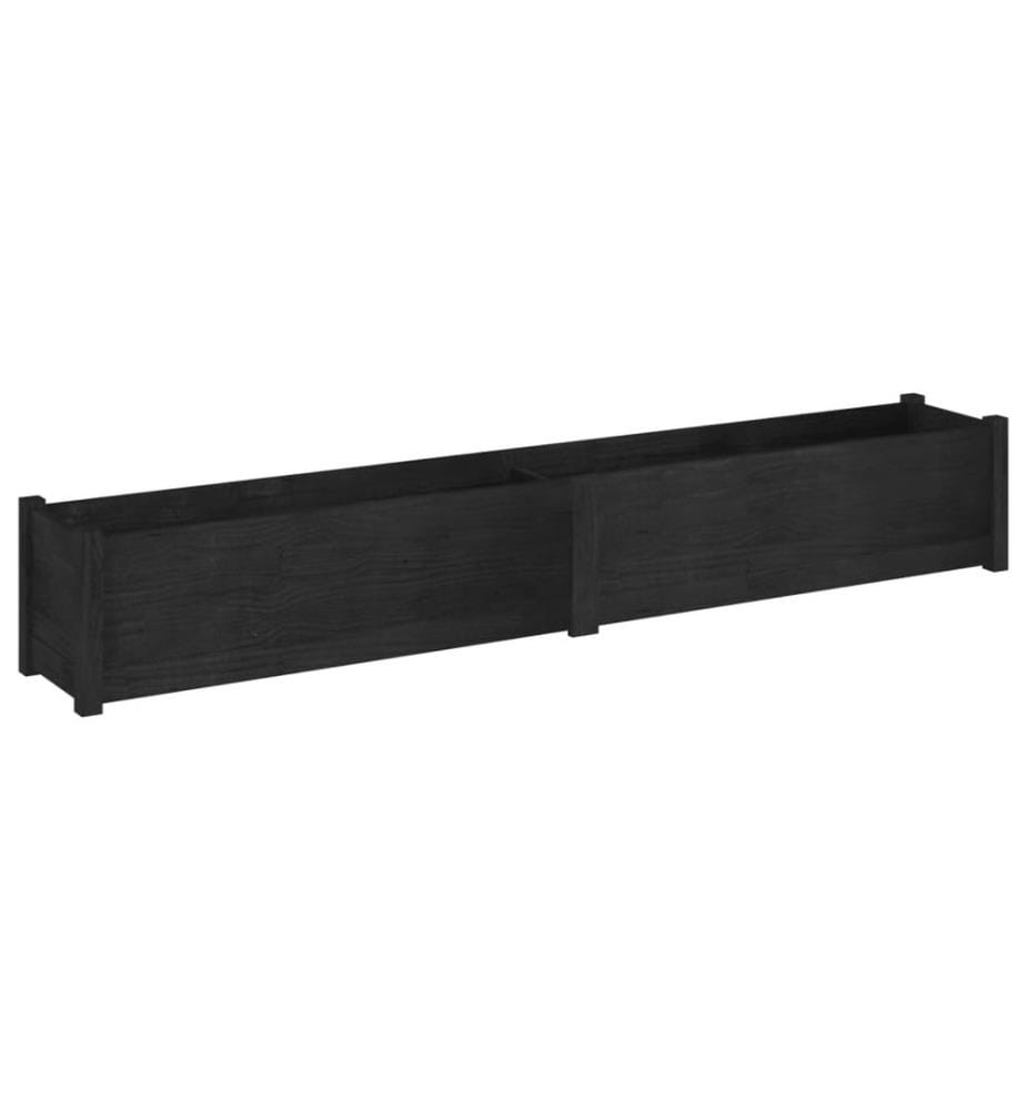 vidaXL Jardinières 2 pcs Noir 200x31x31 cm Bois de pin massif