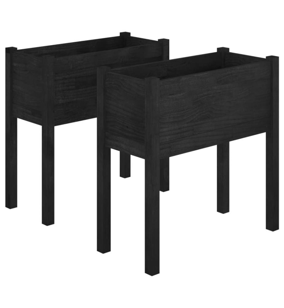 vidaXL Jardinières 2 pcs Noir 70x31x70 cm Bois de pin massif