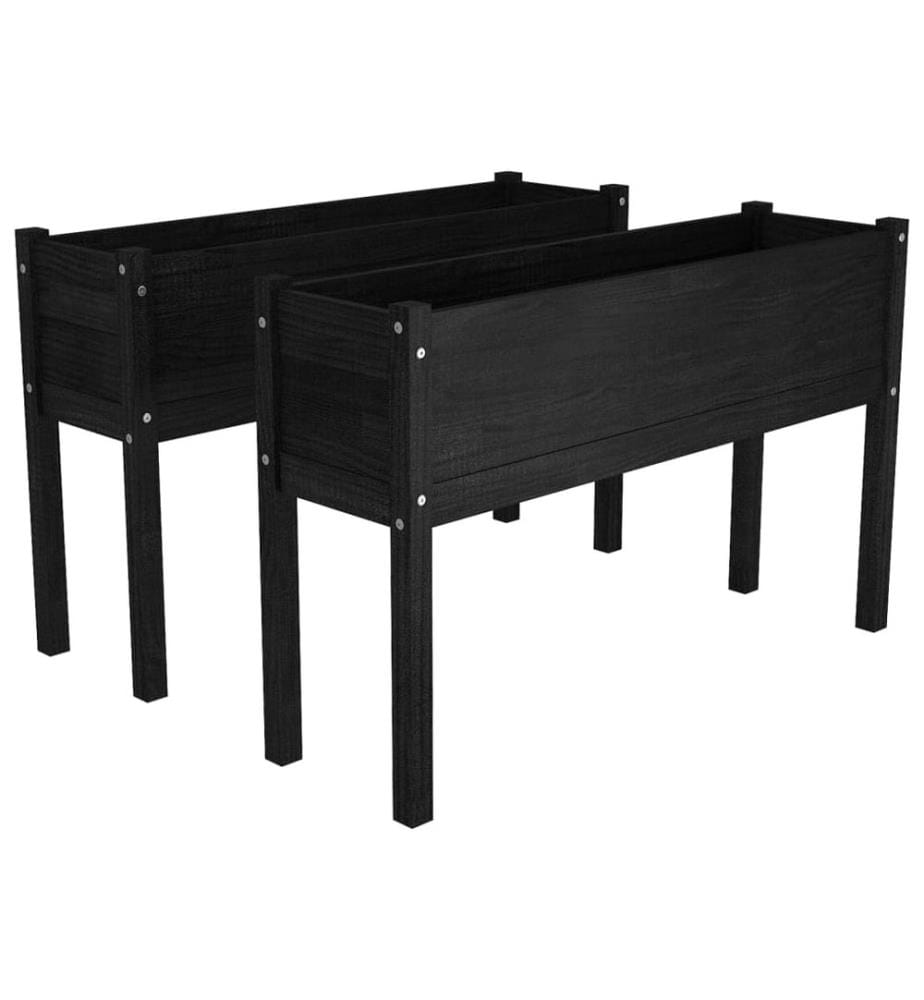 vidaXL Jardinières d'extérieur 2 pcs Noir 110x31x70 cm Bois de pin