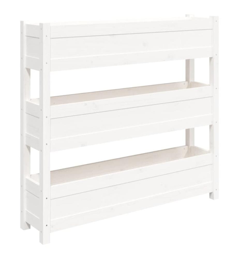 vidaXL Jardinière Blanc 112x25x104,5 cm Bois massif de pin