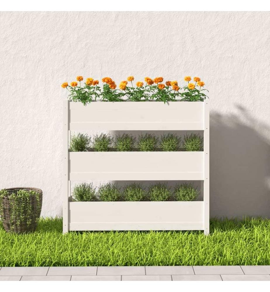 vidaXL Jardinière Blanc 112x25x104,5 cm Bois massif de pin