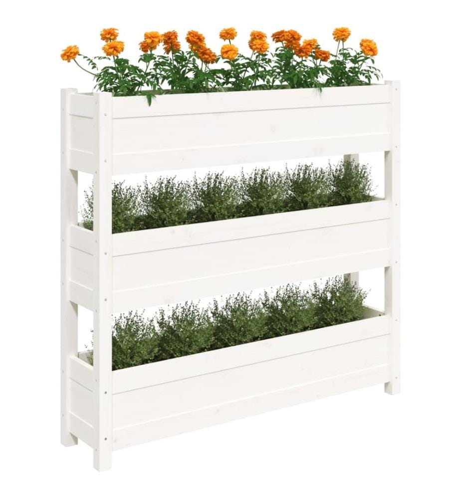 vidaXL Jardinière Blanc 112x25x104,5 cm Bois massif de pin