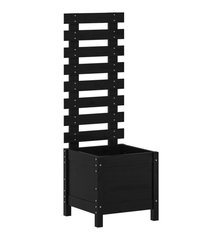 vidaXL Jardinière avec support noir 39x39,5x114 cm bois de pin massif