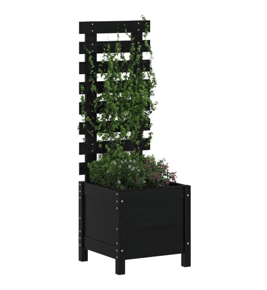 vidaXL Jardinière avec support noir 39x39,5x114 cm bois de pin massif