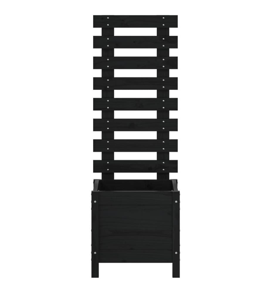 vidaXL Jardinière avec support noir 39x39,5x114 cm bois de pin massif