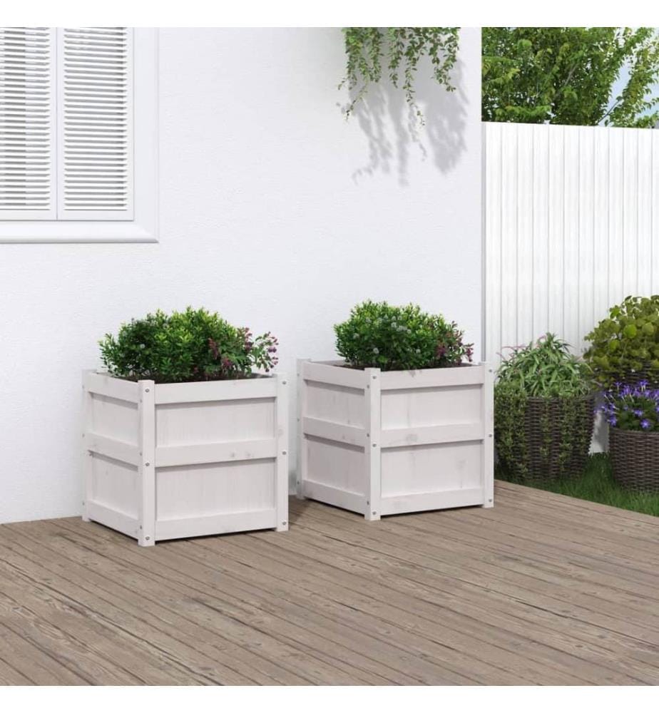 vidaXL Jardinières 2 pcs blanc bois de pin massif