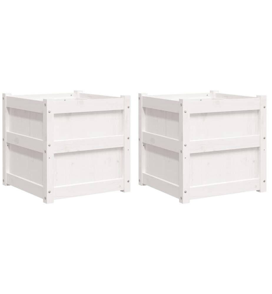 vidaXL Jardinières 2 pcs blanc bois de pin massif