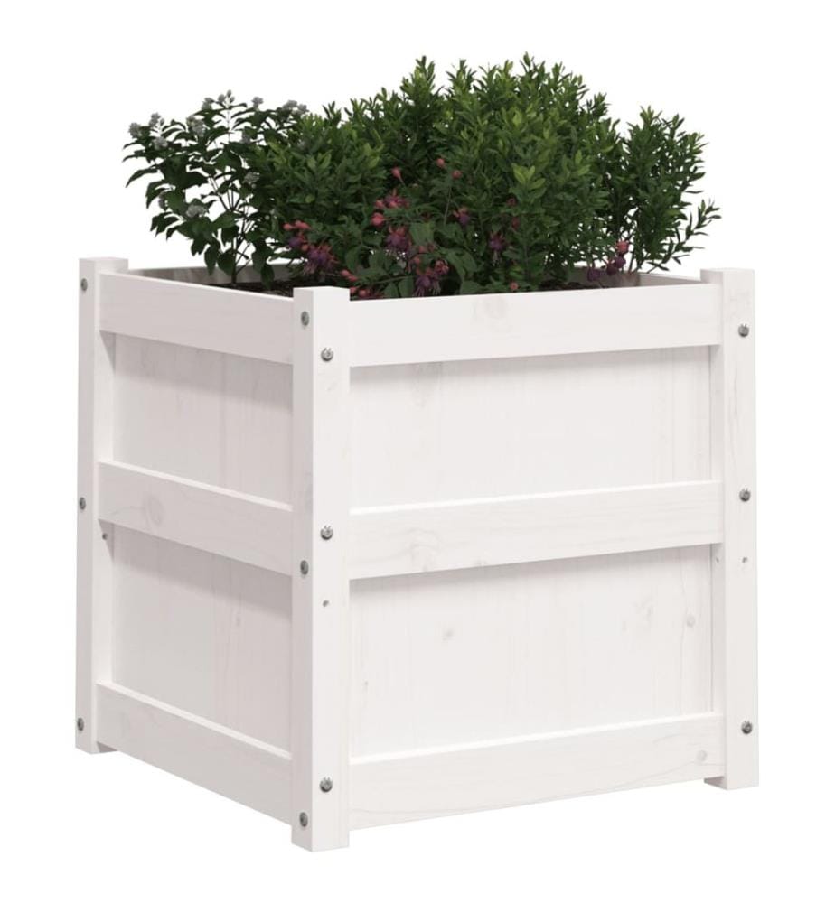 vidaXL Jardinières 2 pcs blanc bois de pin massif