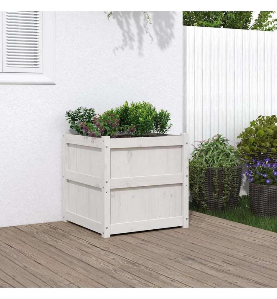 vidaXL Jardinière blanc 60x60x60 cm bois de pin massif