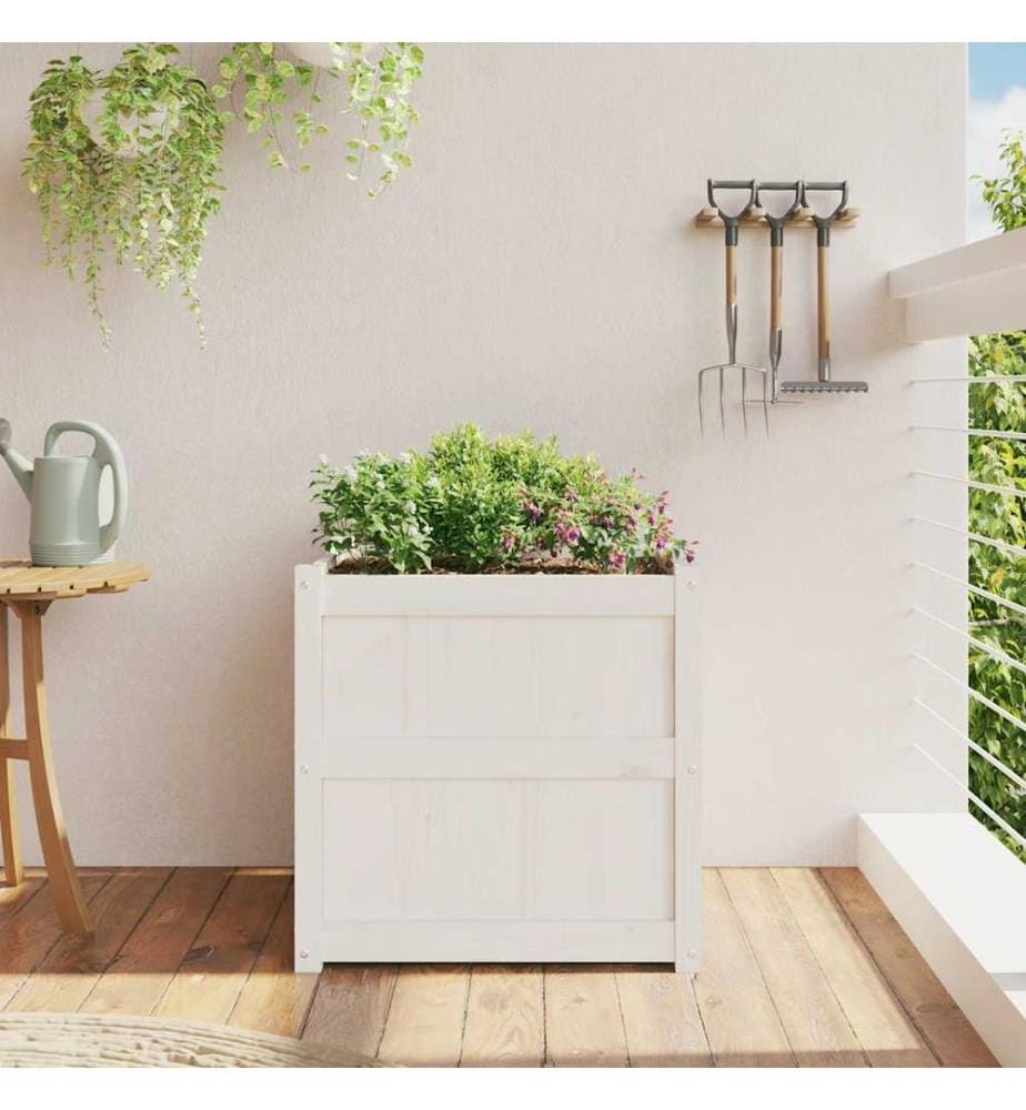 vidaXL Jardinière blanc 60x60x60 cm bois de pin massif