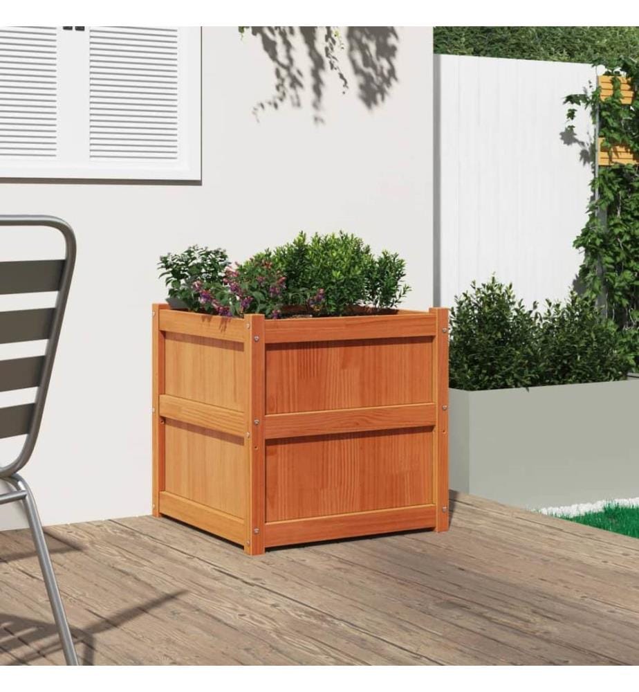 vidaXL Jardinière cire marron 60x60x60 cm bois de pin massif
