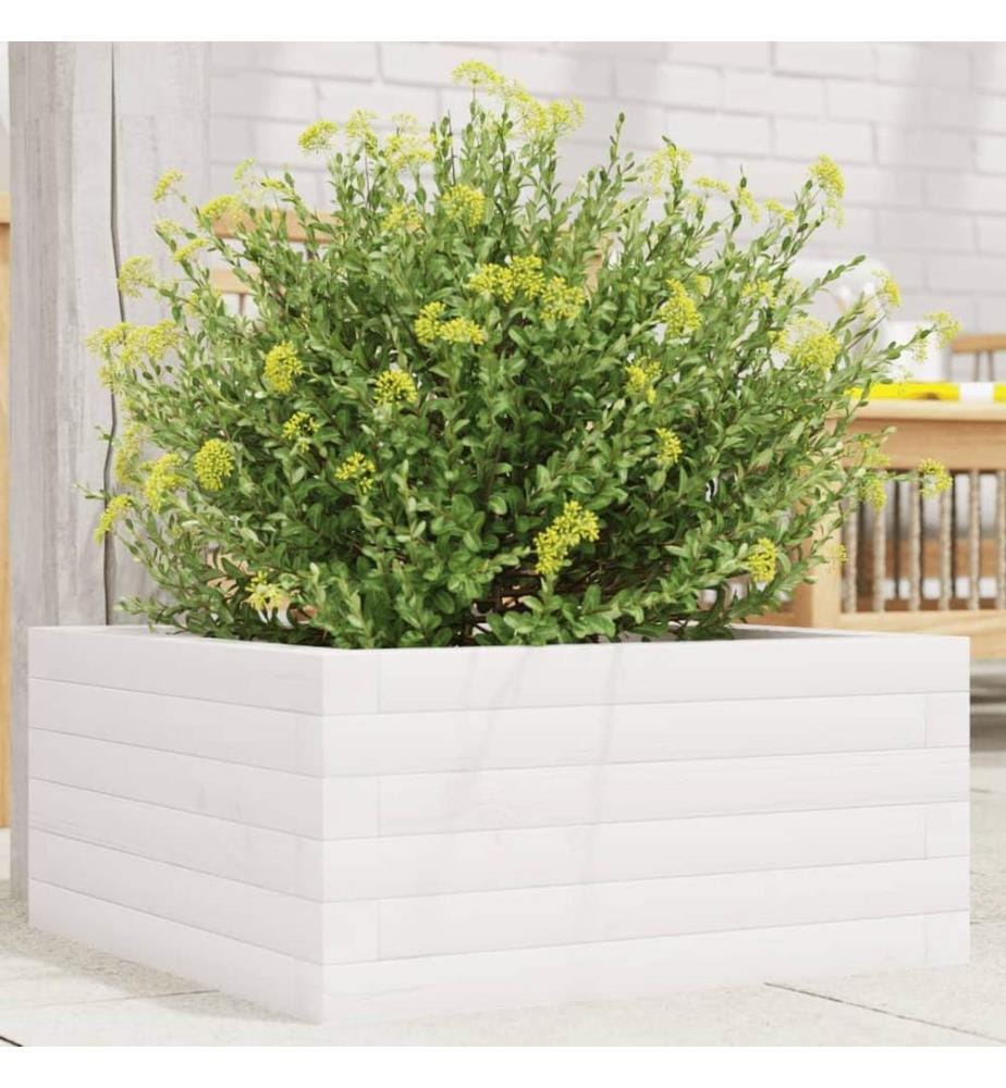 vidaXL Jardinière blanc 50x50x23 cm bois de pin massif