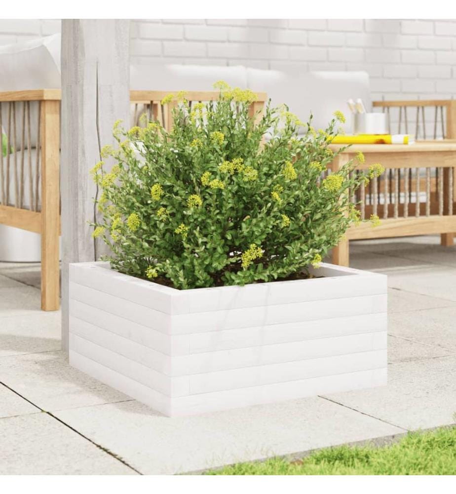 vidaXL Jardinière blanc 50x50x23 cm bois de pin massif