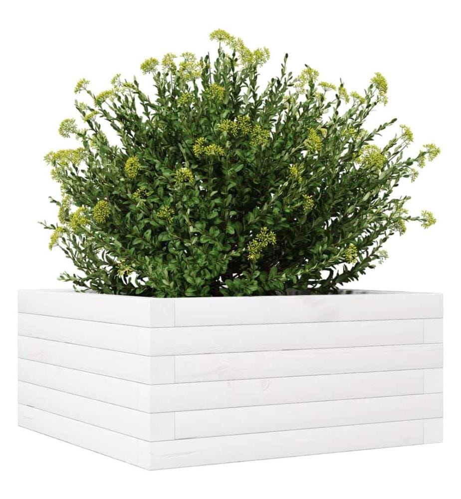 vidaXL Jardinière blanc 50x50x23 cm bois de pin massif