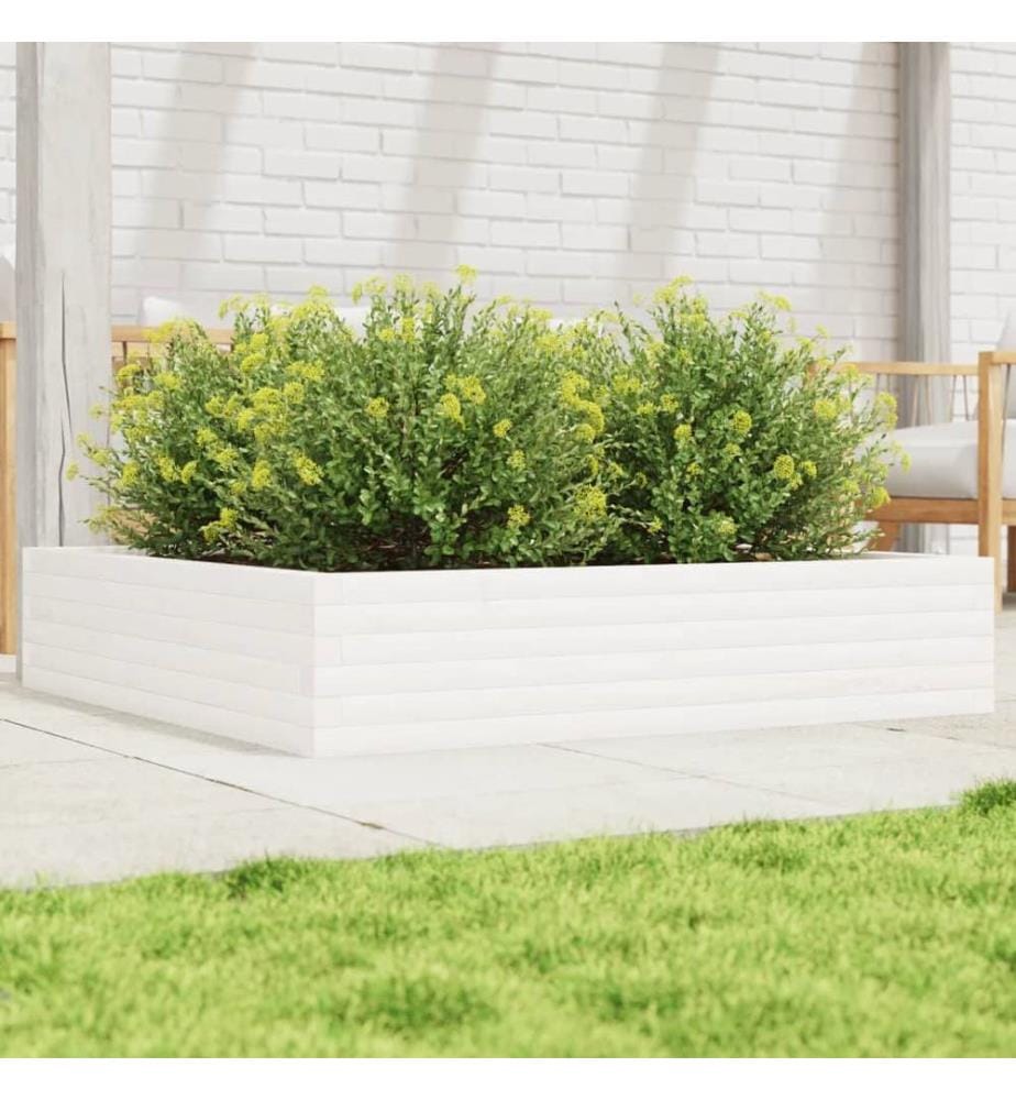 vidaXL Jardinière blanc 110x110x23 cm bois de pin massif