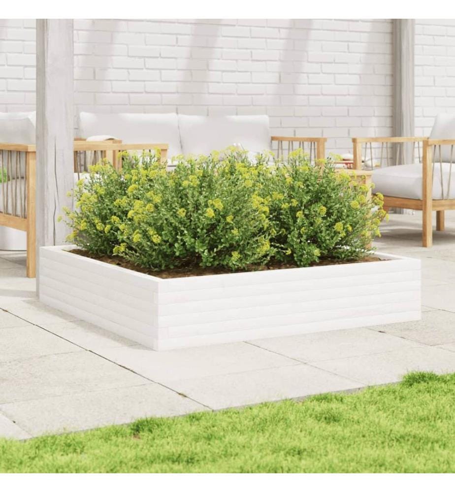 vidaXL Jardinière blanc 110x110x23 cm bois de pin massif