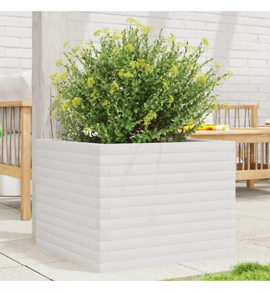vidaXL Jardinière blanc 60x60x45,5 cm bois de pin massif