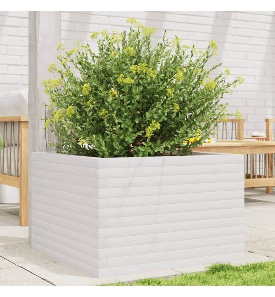 vidaXL Jardinière blanc 70x70x45,5 cm bois de pin massif