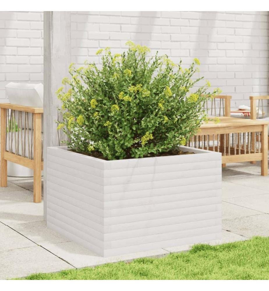 vidaXL Jardinière blanc 70x70x45,5 cm bois de pin massif