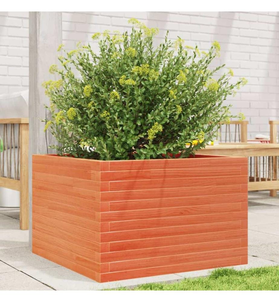 vidaXL Jardinière cire marron 70x70x45,5 cm bois de pin massif