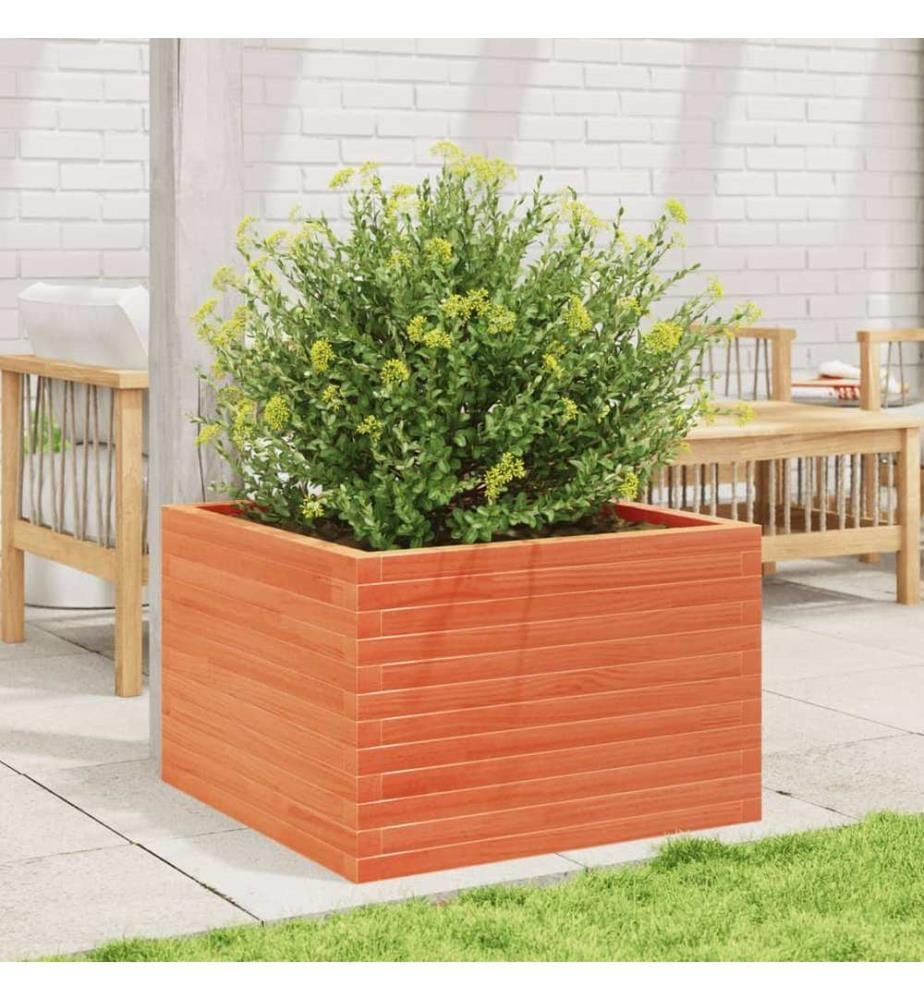 vidaXL Jardinière cire marron 70x70x45,5 cm bois de pin massif