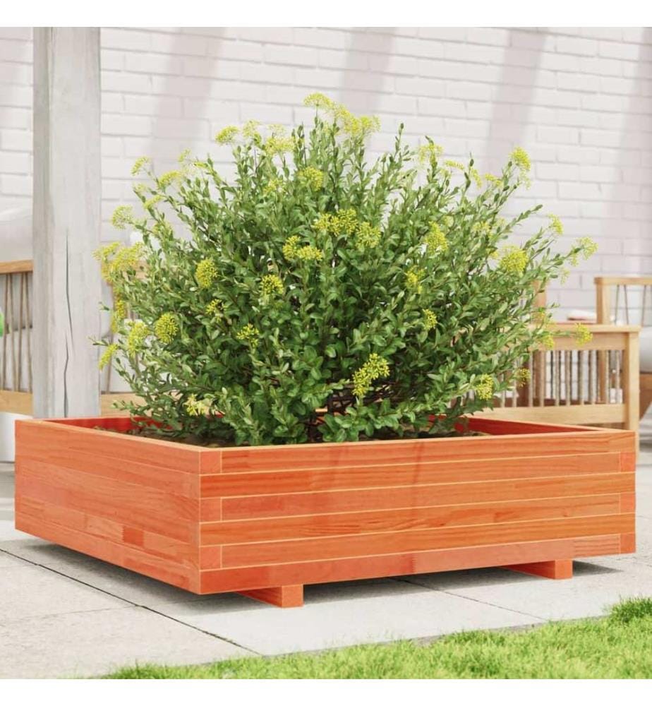 vidaXL Jardinière cire marron 90x90x26,5 cm bois de pin massif