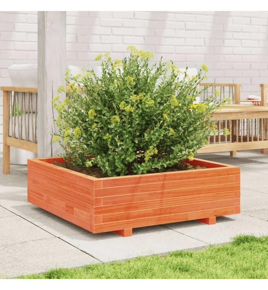 vidaXL Jardinière cire marron 90x90x26,5 cm bois de pin massif