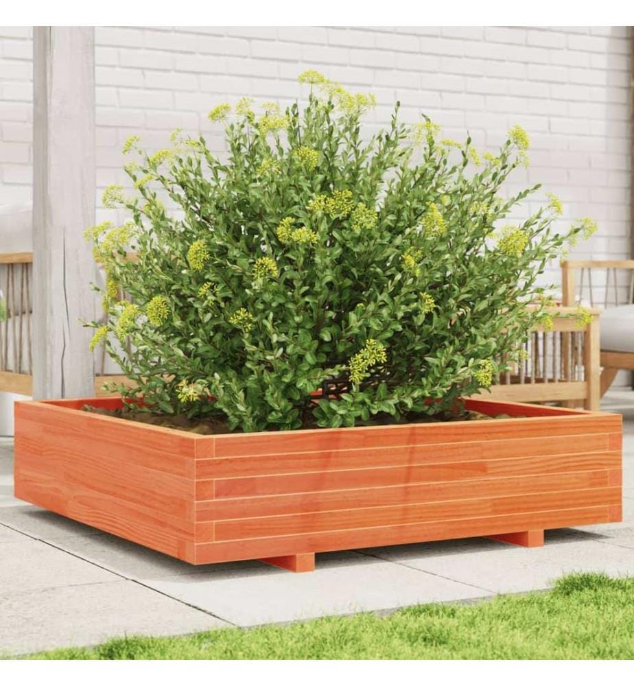 vidaXL Jardinière cire marron 100x100x26,5 cm bois de pin massif