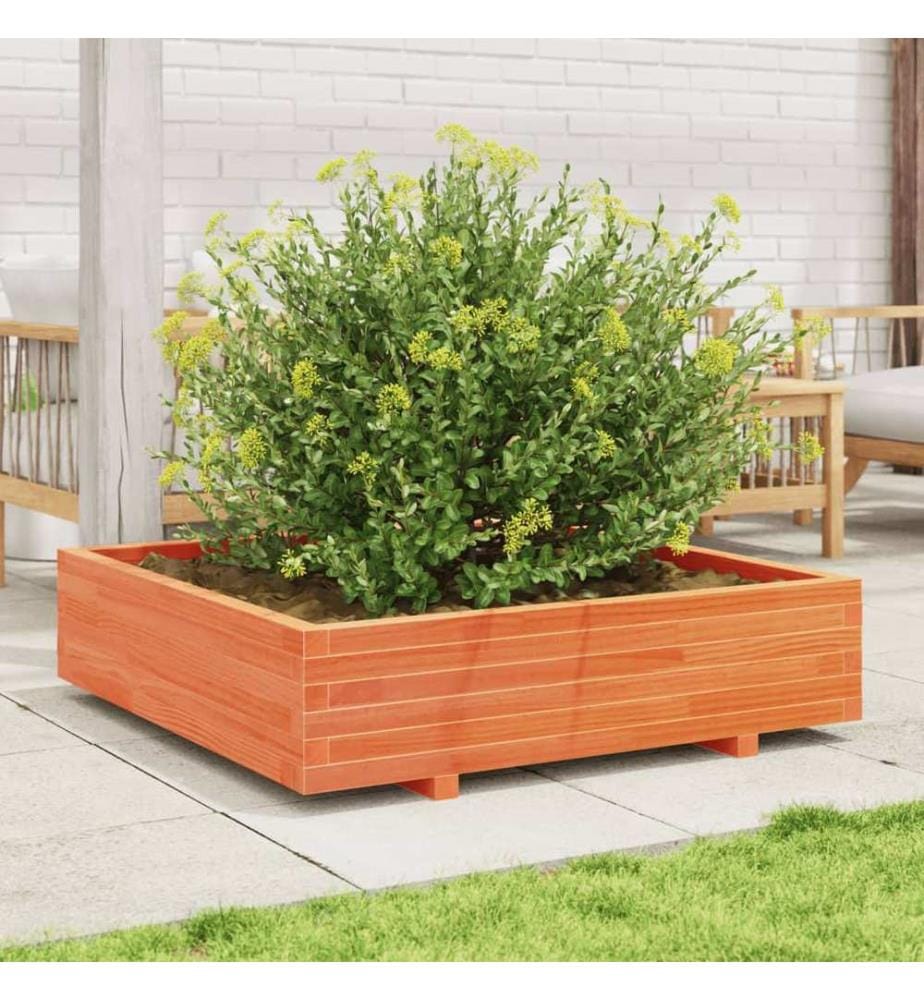 vidaXL Jardinière cire marron 100x100x26,5 cm bois de pin massif
