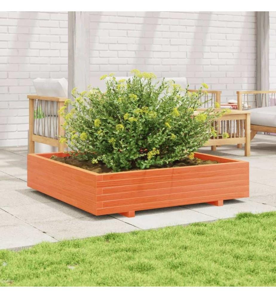vidaXL Jardinière cire marron 110x110x26,5 cm bois de pin massif