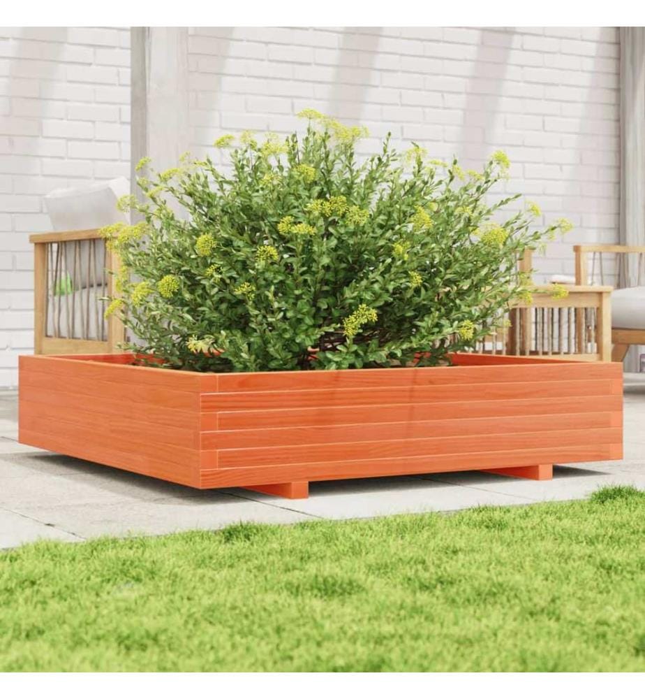vidaXL Jardinière cire marron 110x110x26,5 cm bois de pin massif