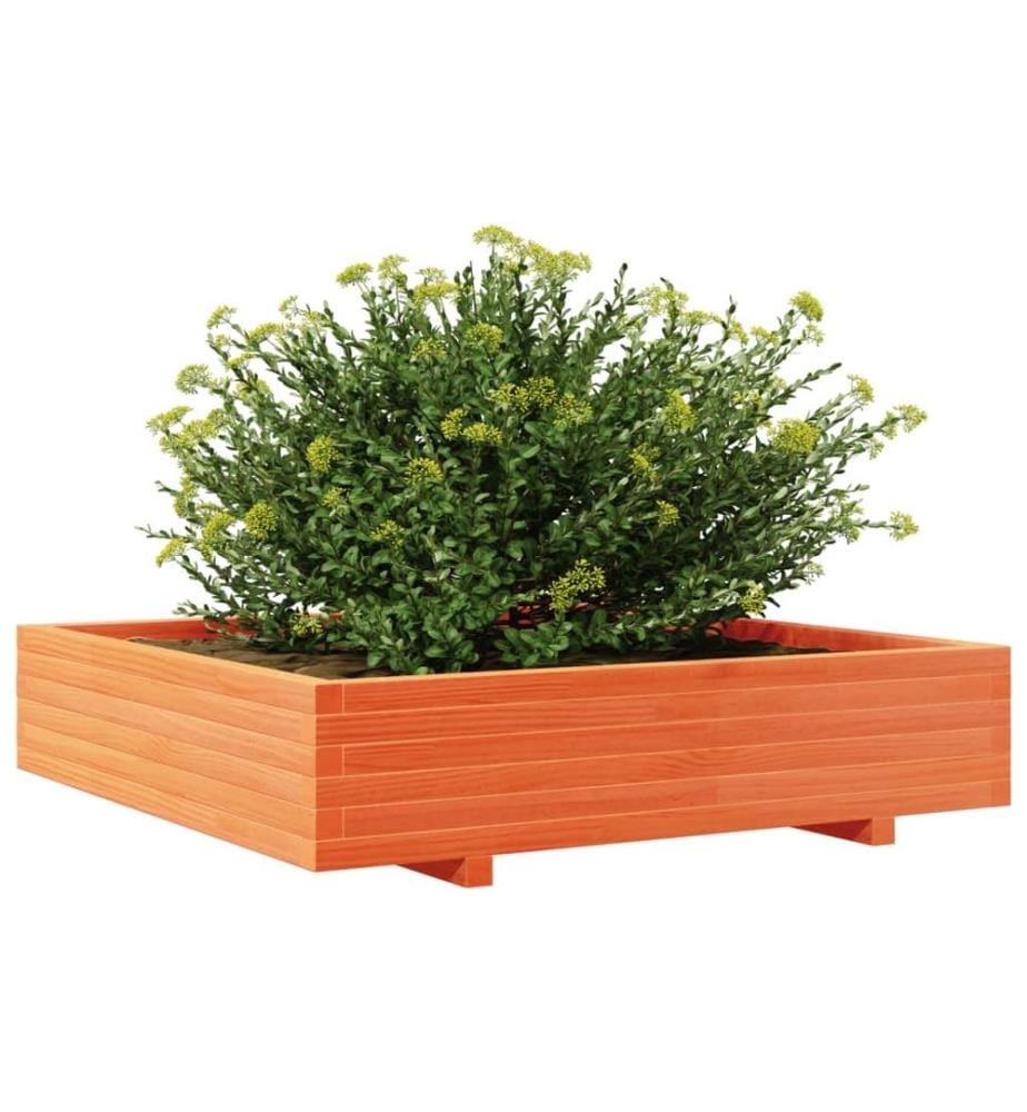 vidaXL Jardinière cire marron 110x110x26,5 cm bois de pin massif