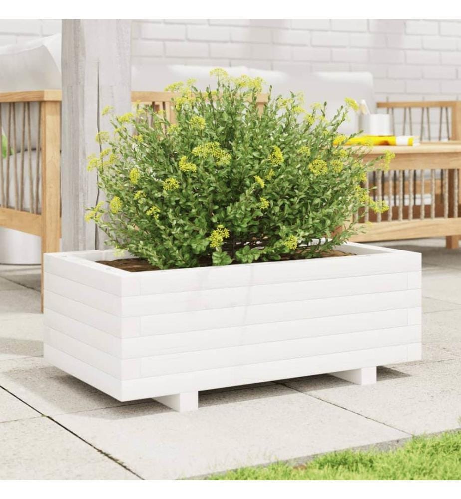 vidaXL Jardinière blanc 70x40x26,5 cm bois de pin massif