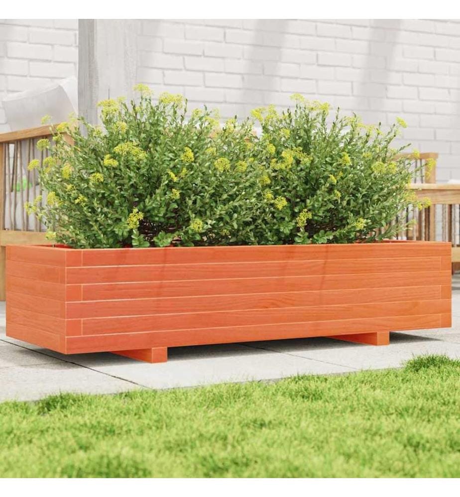 vidaXL Jardinière cire marron 110x40x26,5 cm bois de pin massif