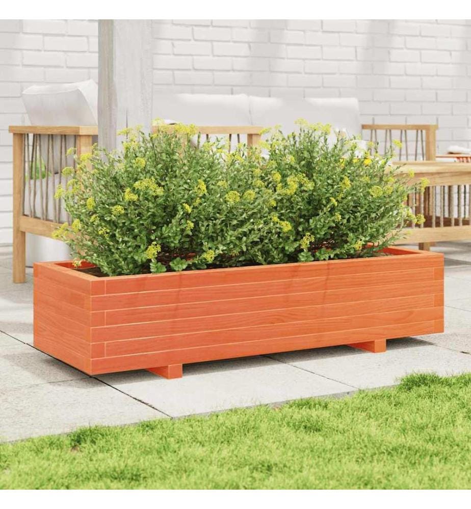 vidaXL Jardinière cire marron 110x40x26,5 cm bois de pin massif
