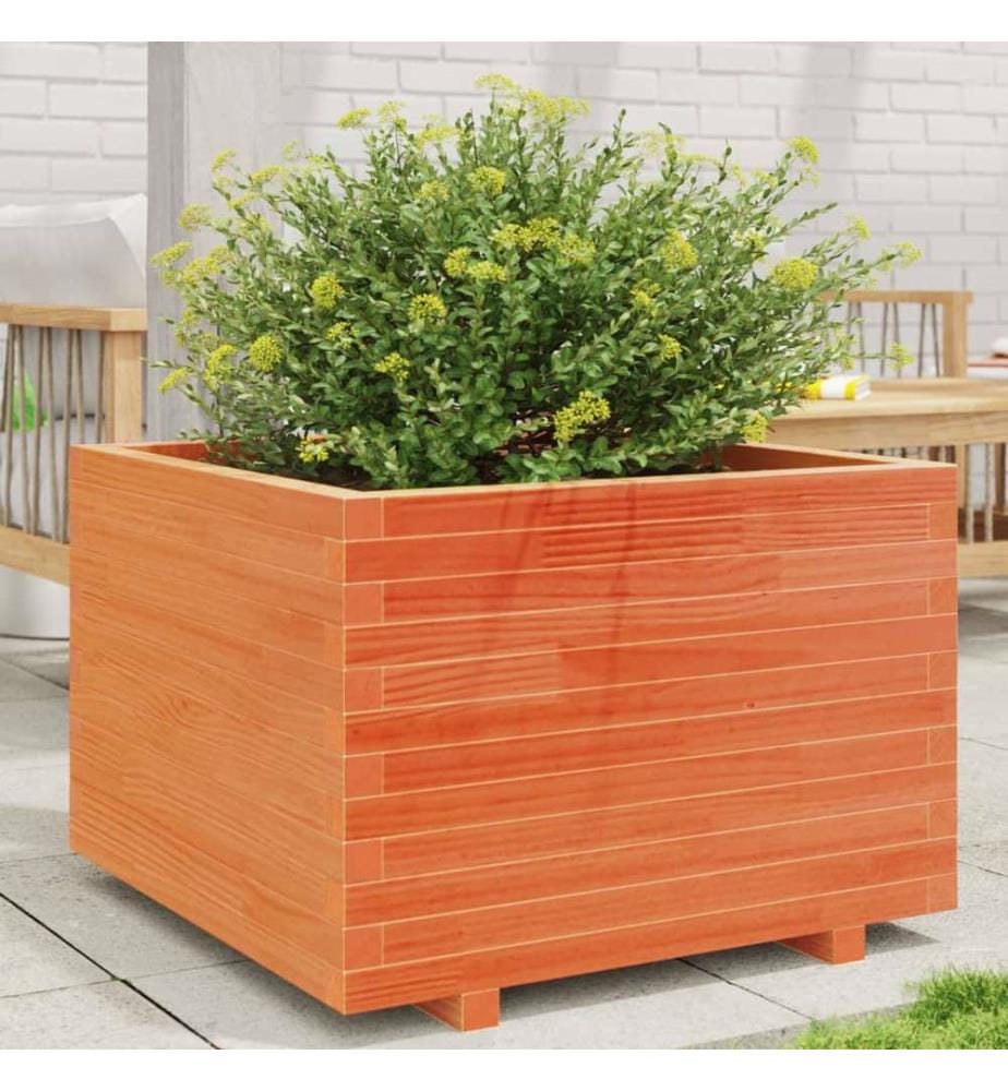 vidaXL Jardinière cire marron 70x70x49,5 cm bois de pin massif