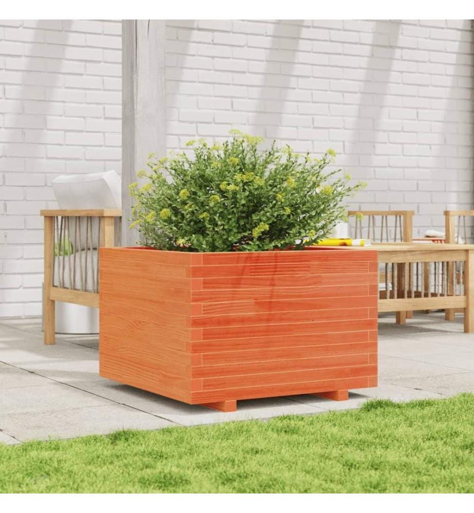 vidaXL Jardinière cire marron 70x70x49,5 cm bois de pin massif