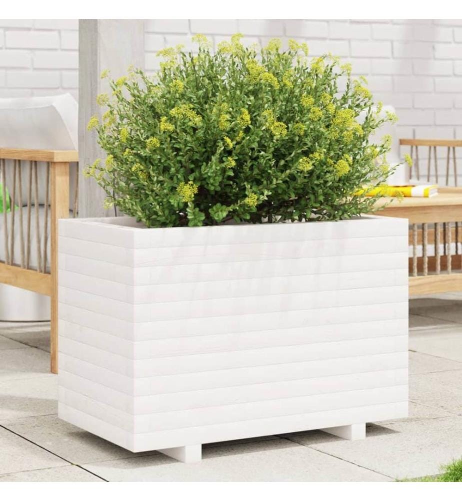 vidaXL Jardinière blanc 70x40x49,5 cm bois de pin massif