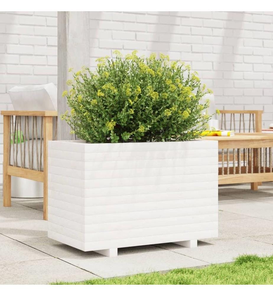vidaXL Jardinière blanc 70x40x49,5 cm bois de pin massif