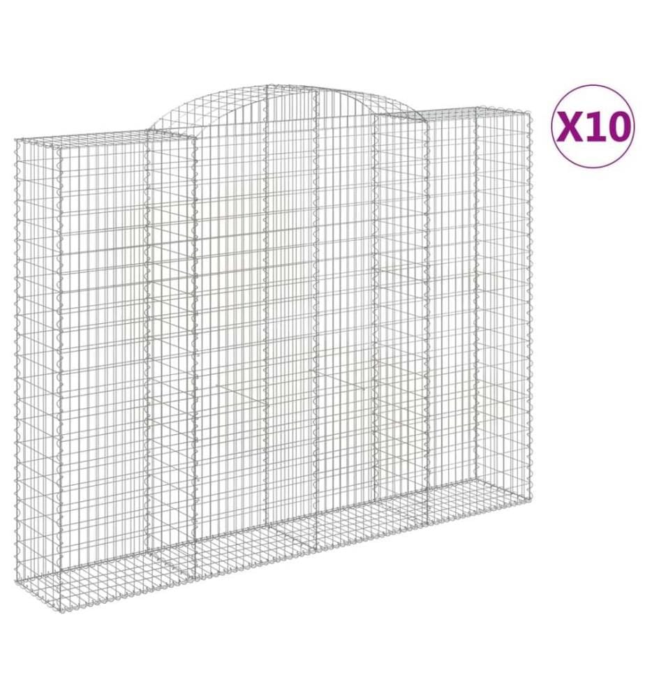 vidaXL Paniers à gabions arqués 10 pcs 300x50x220/240 cm fer galvanisé