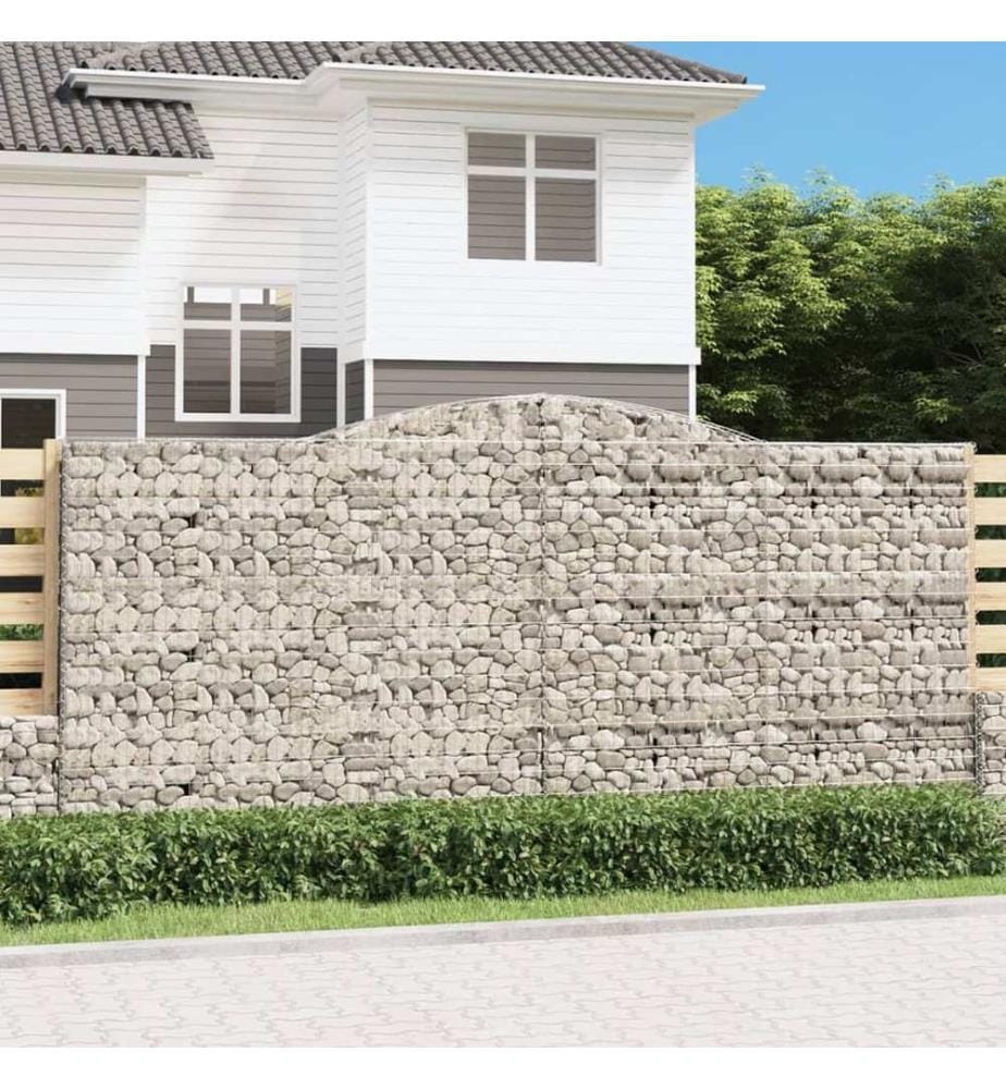 vidaXL Paniers à gabions arqués 10 pcs 400x30x180/200 cm Fer galvanisé
